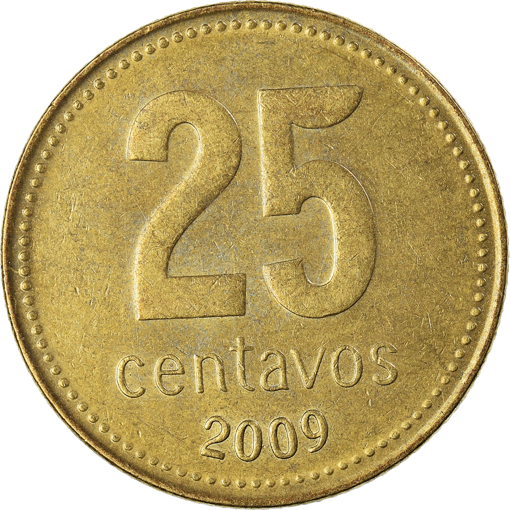 Coin, Argentina, 25 Centavos, 2009