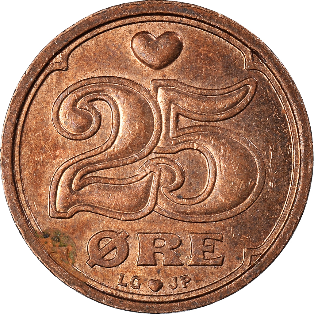 Moneda, Dinamarca, 25 Öre, 1999