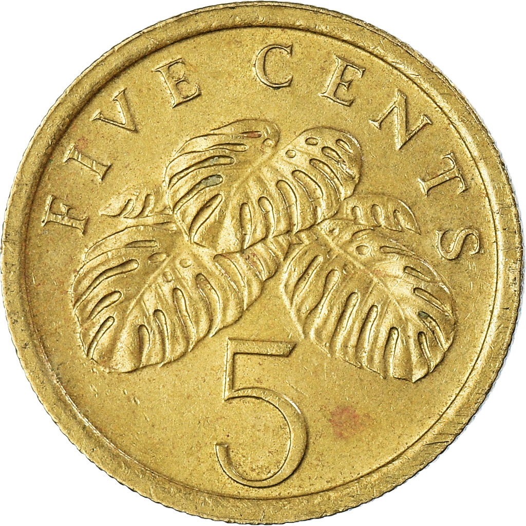 Moneda, Singapur, 5 Cents, 1989