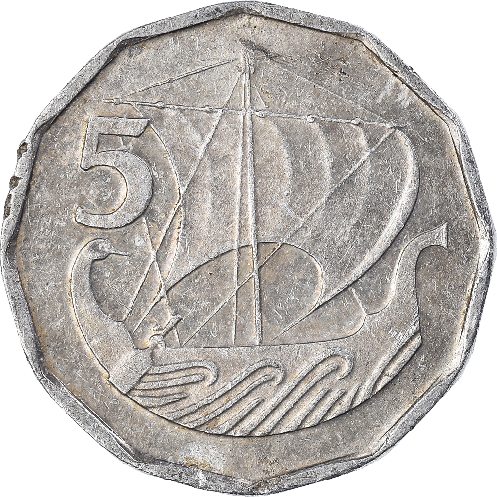 Moneda, Chipre, 5 Mils, 1982