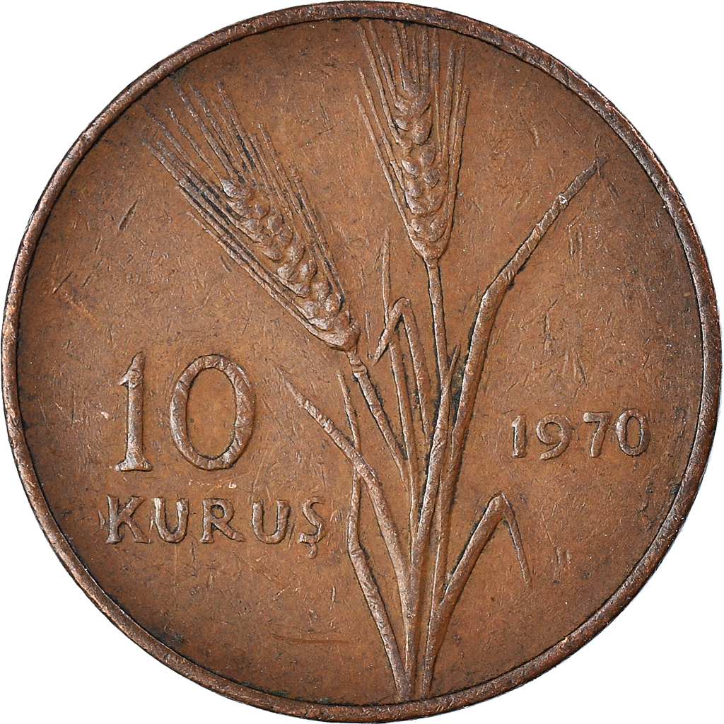 Moneda, Turquía, 10 Kurus, 1970