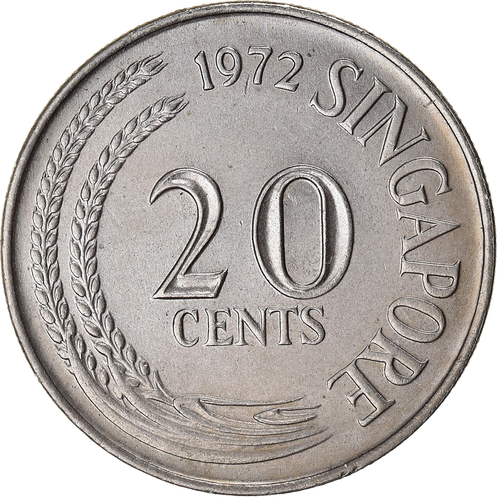Moneda, Singapur, 20 Cents, 1972