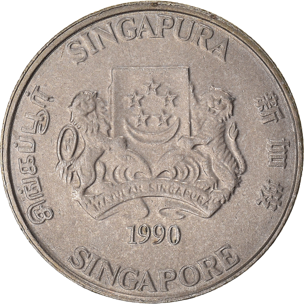 Moneda, Singapur, 20 Cents, 1990