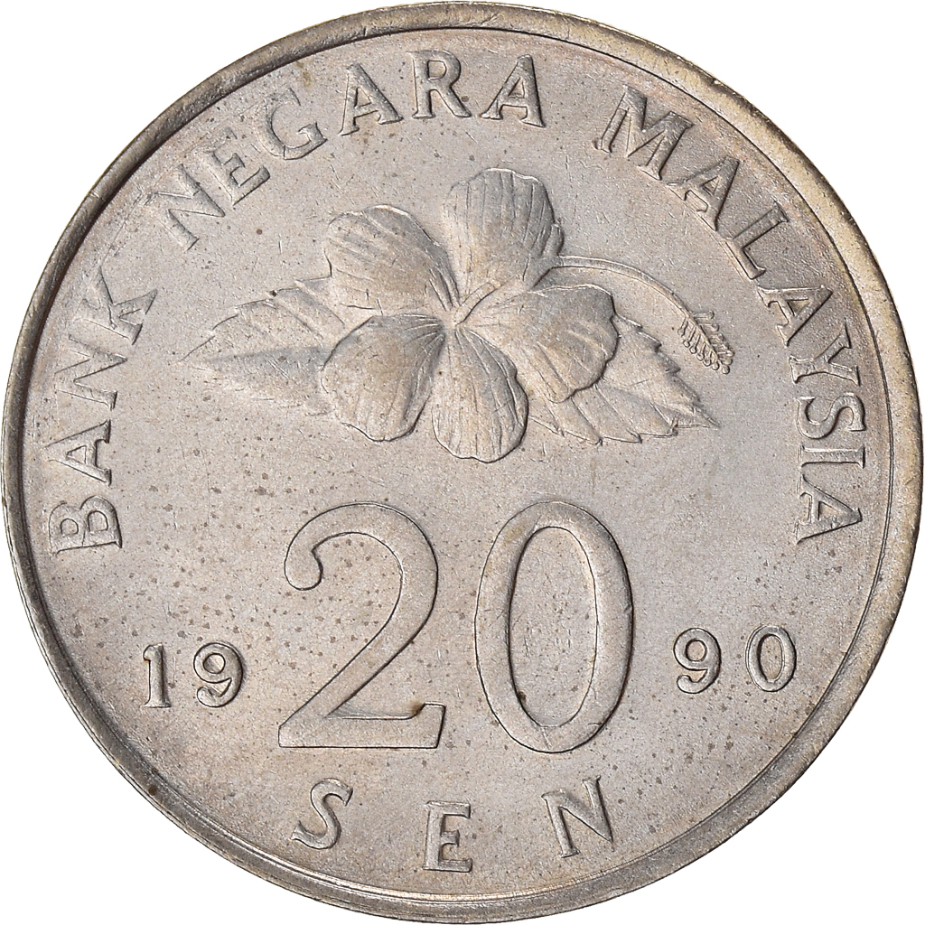 Moneda, Malasia, 20 Sen, 1990