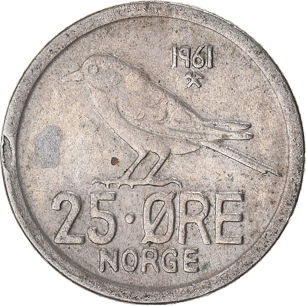 Moneda, Noruega, 25 Öre, 1961