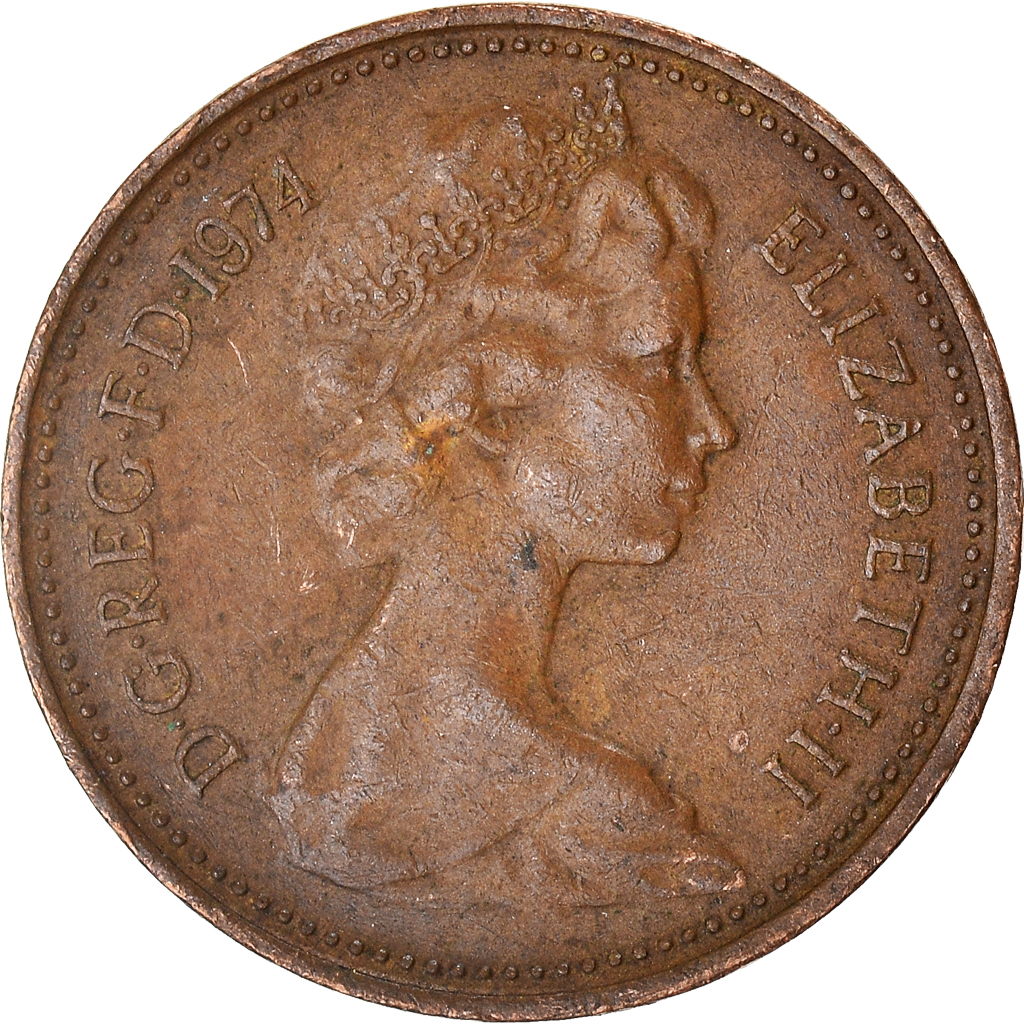 Moneda, Gran Bretaña, 1 New Penny, 1974