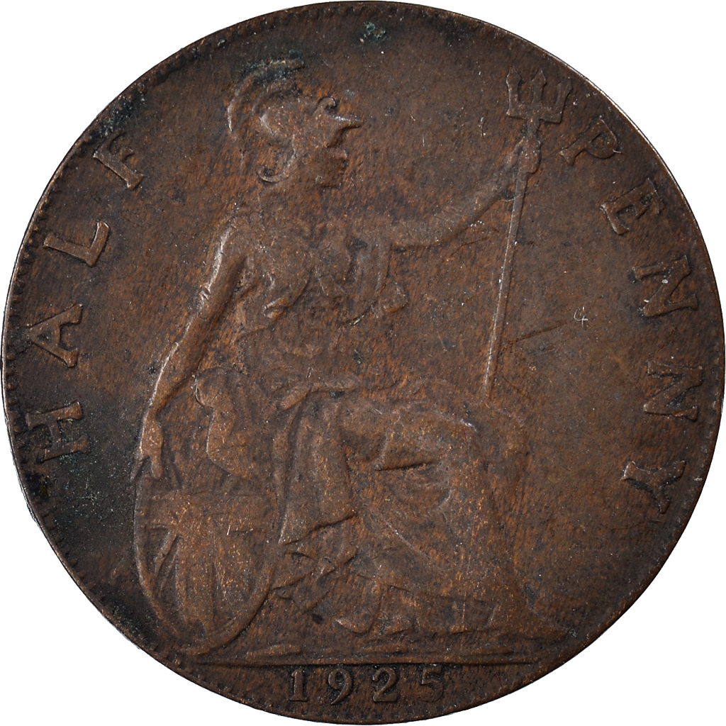 Moneda, Gran Bretaña, 1/2 Penny, 1925