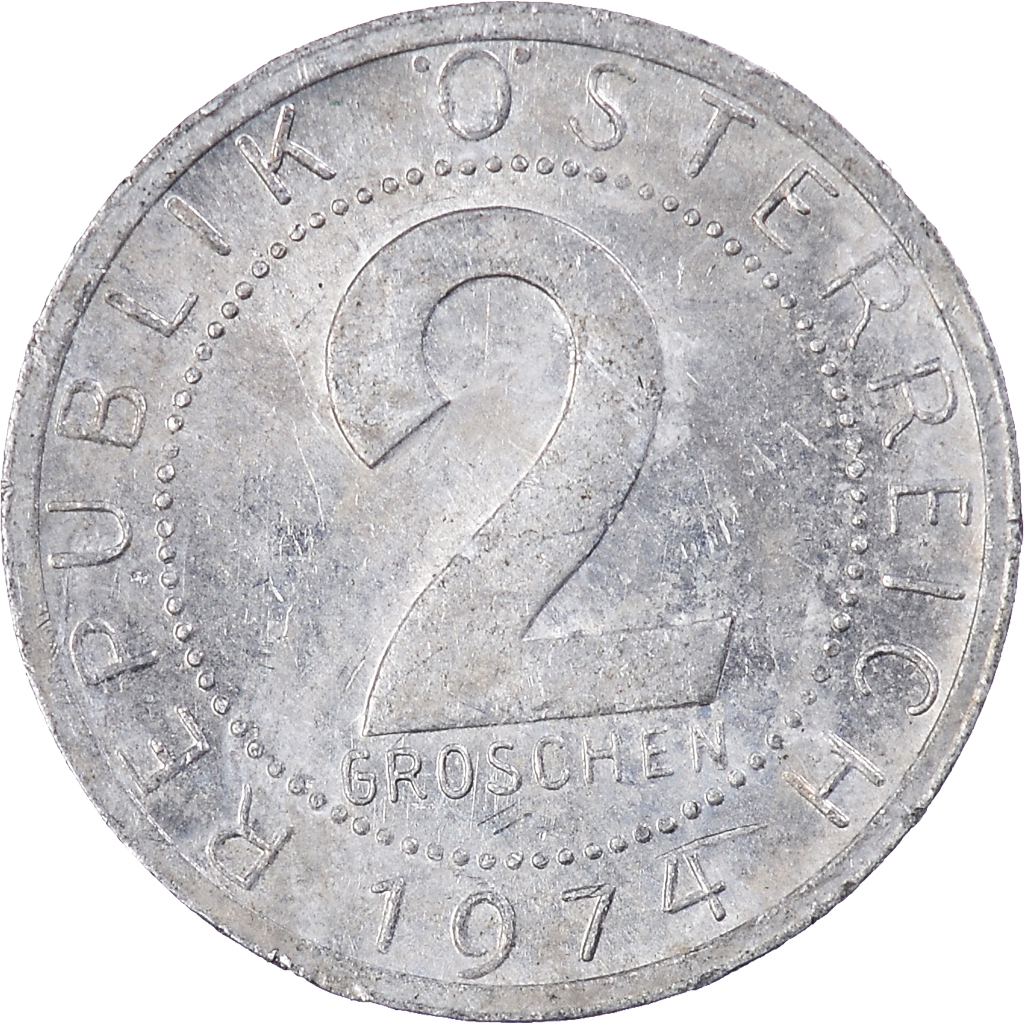 Coin, Austria, 2 Groschen, 1974