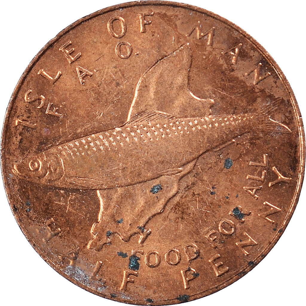 Coin, Isle of Man, 1/2 Penny, 1977