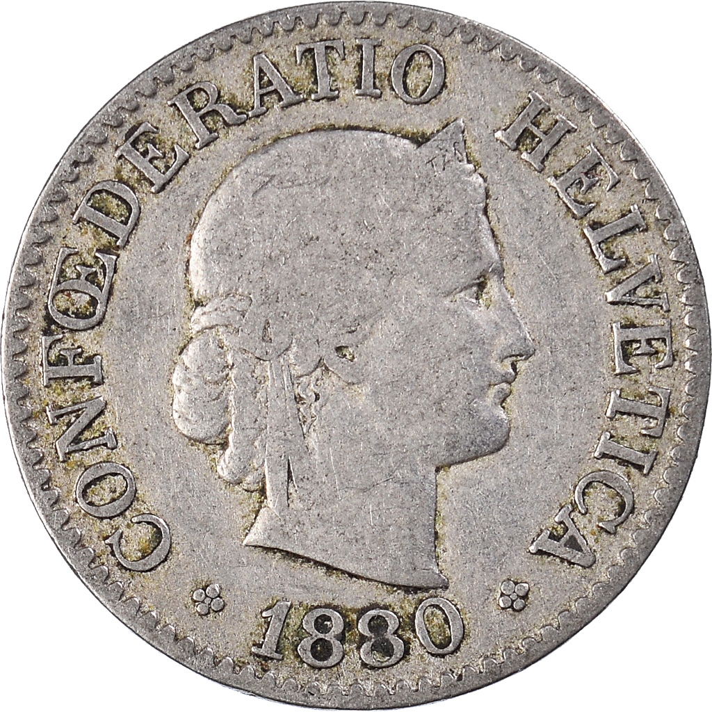 Moneda, Suiza, 10 Rappen, 1880