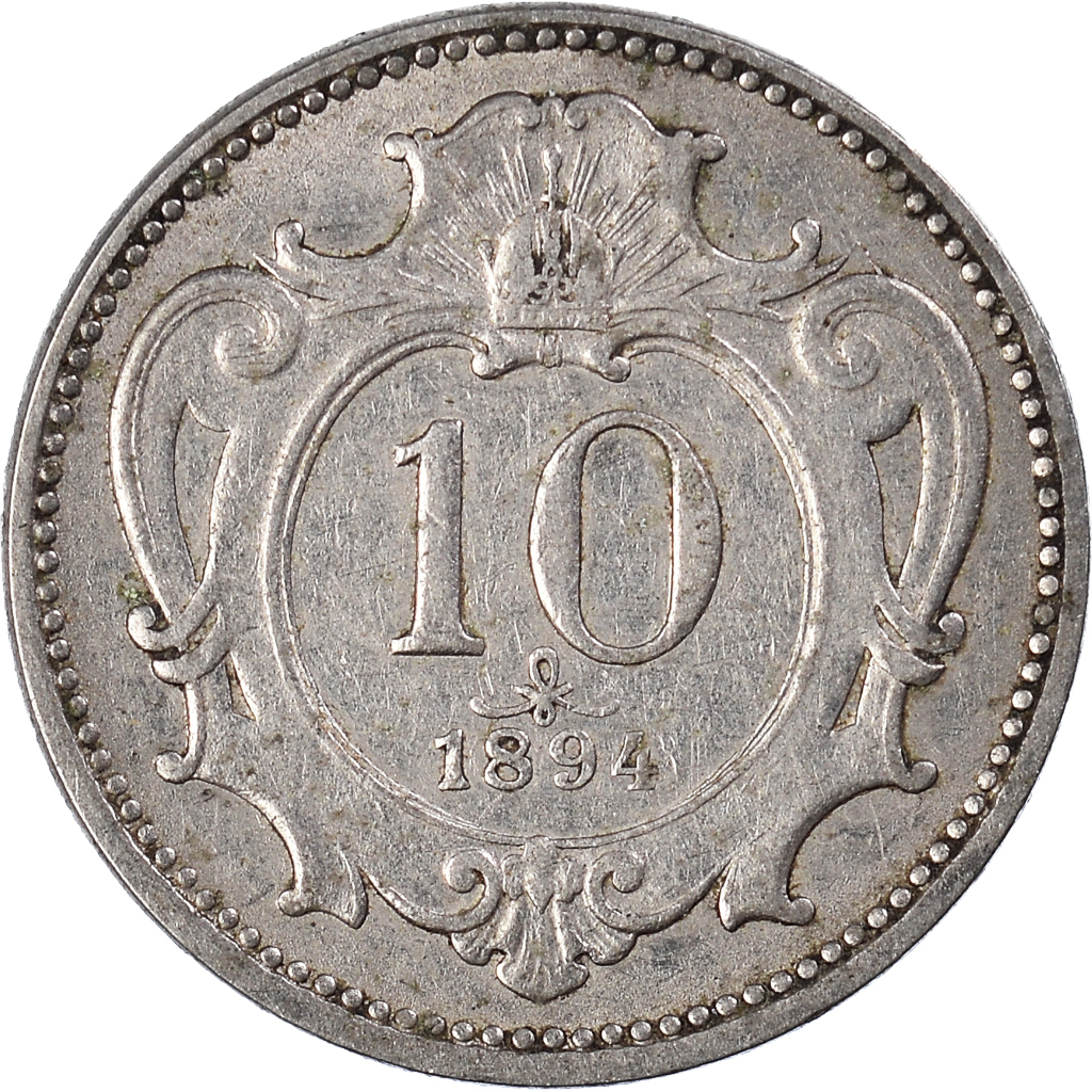 Moneda, Austria, 10 Heller, 1894