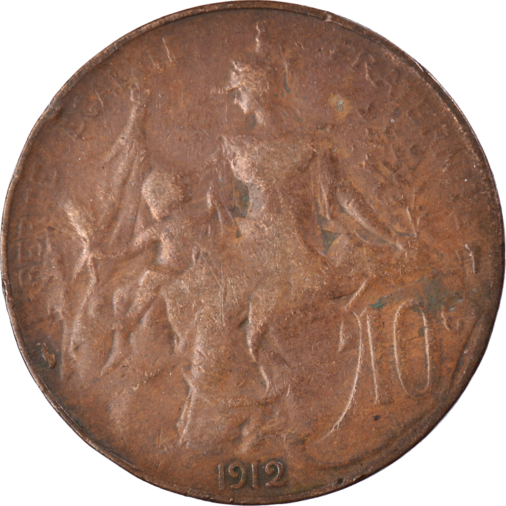 Moneda, Francia, 10 Centimes, 1912