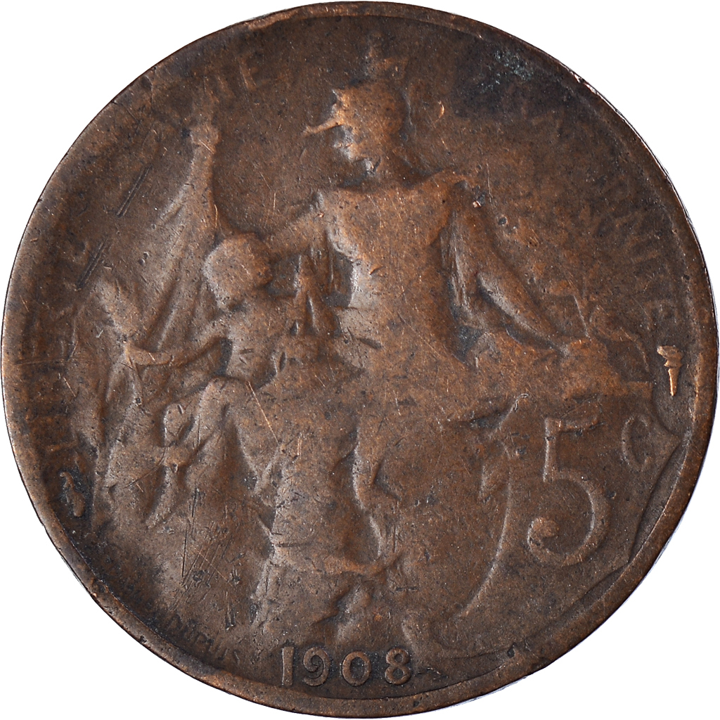 Moneda, Francia, 5 Centimes, 1908