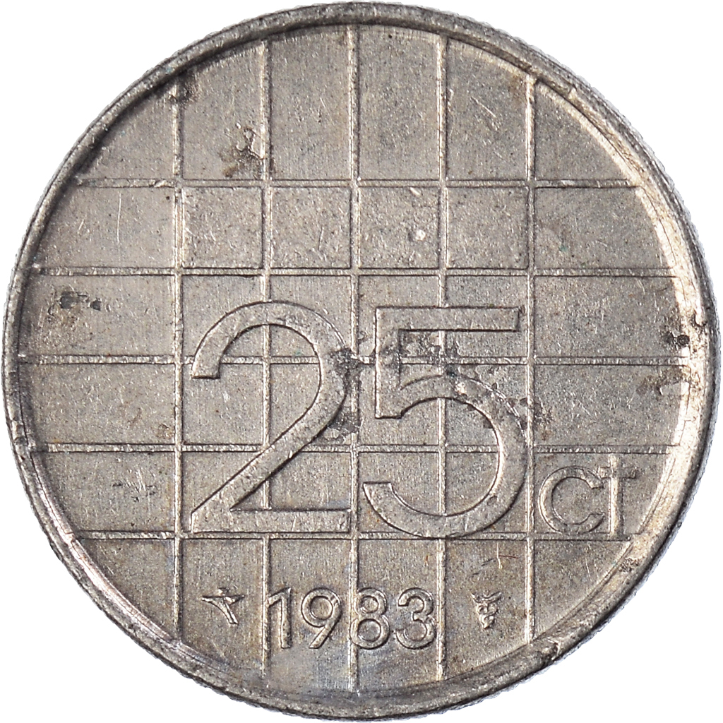 Moneda, Países Bajos, 25 Cents, 1983