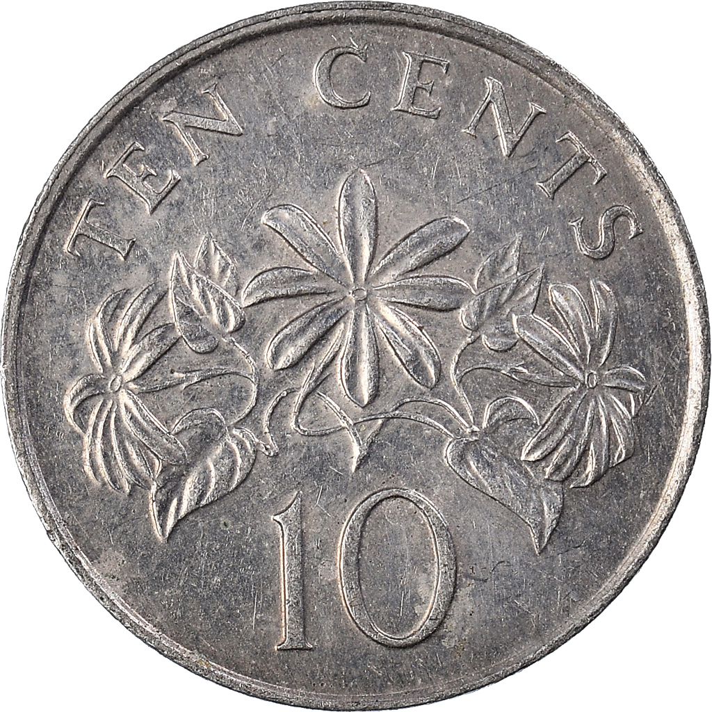 Moneda, Singapur, 10 Cents, 1985