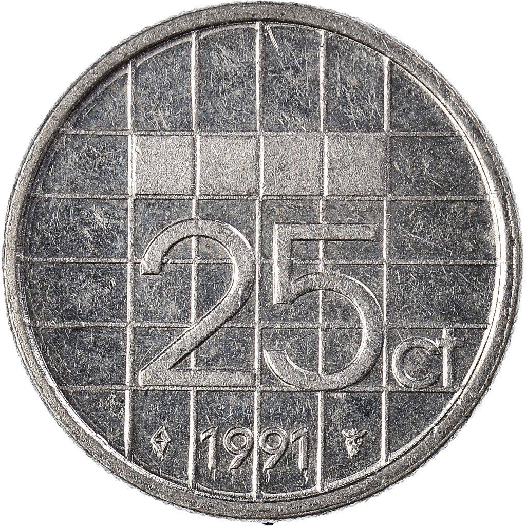 Coin, Netherlands, 25 Cents, 1991
