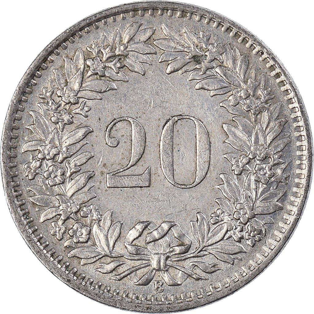Moneda, Suiza, 20 Rappen, 1965