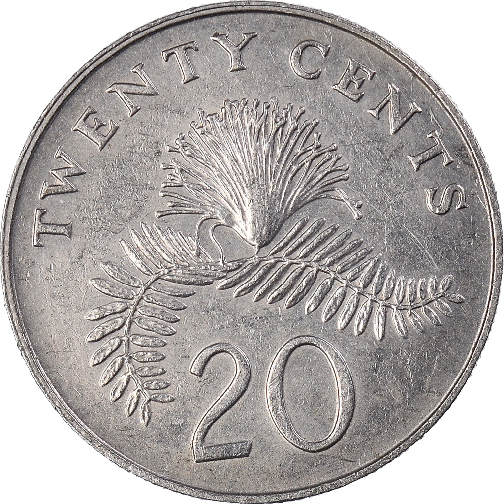 Moneda, Singapur, 20 Cents, 1986