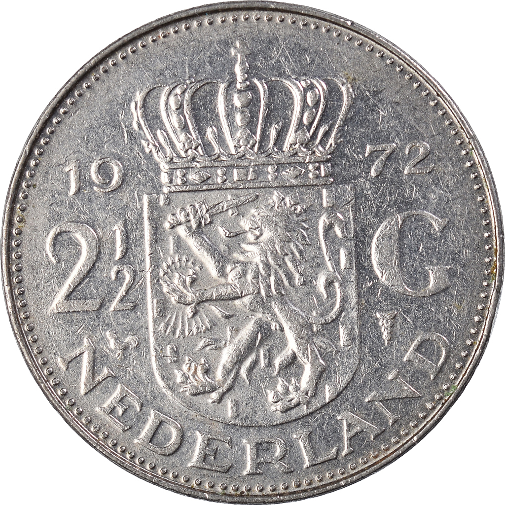 Moneda, Países Bajos, 2-1/2 Gulden, 1972