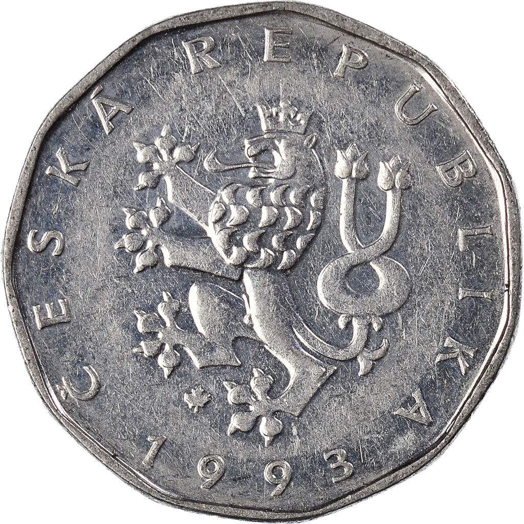 Moneda, República Checa, 2 Koruny, 1993