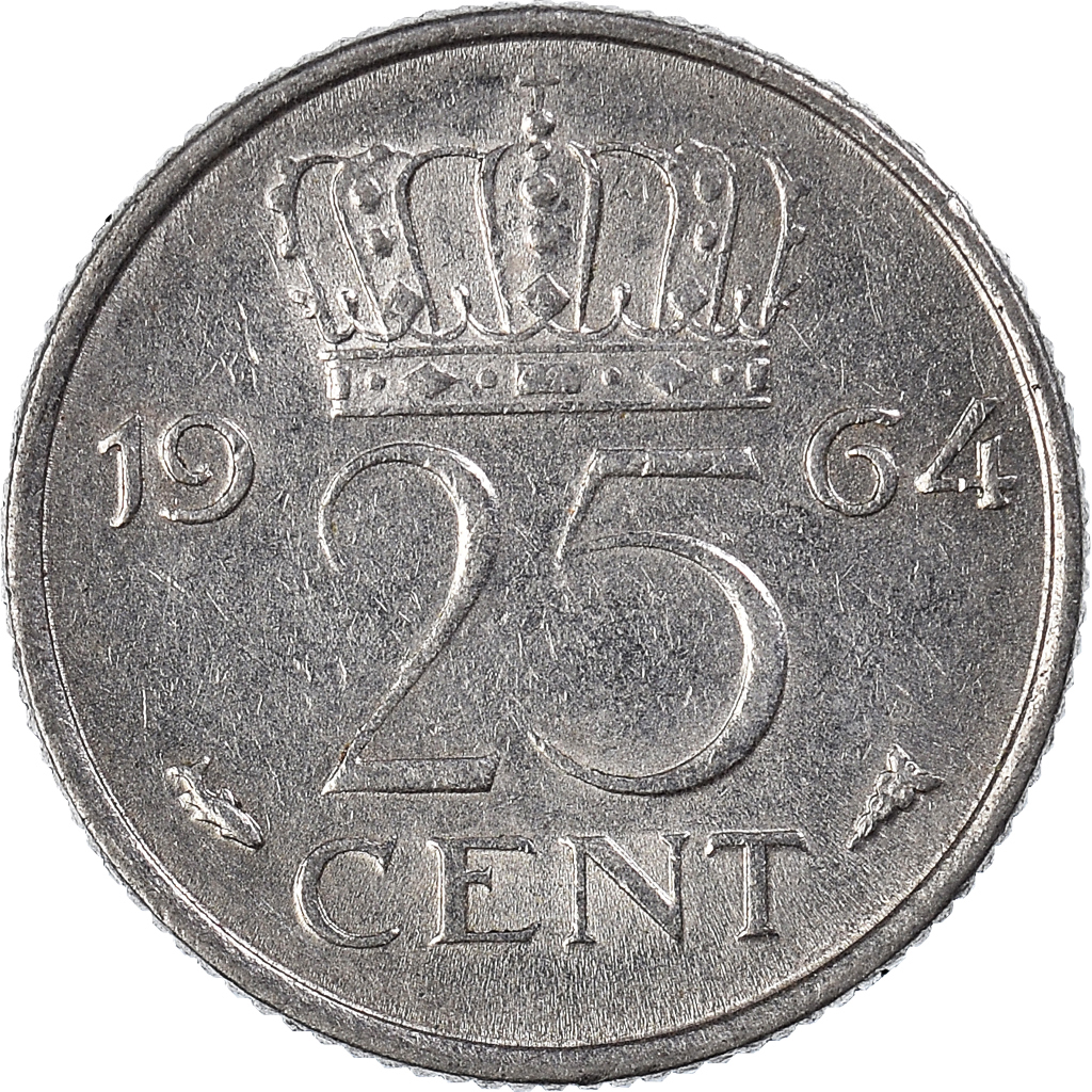 Coin, Netherlands, 25 Cents, 1964