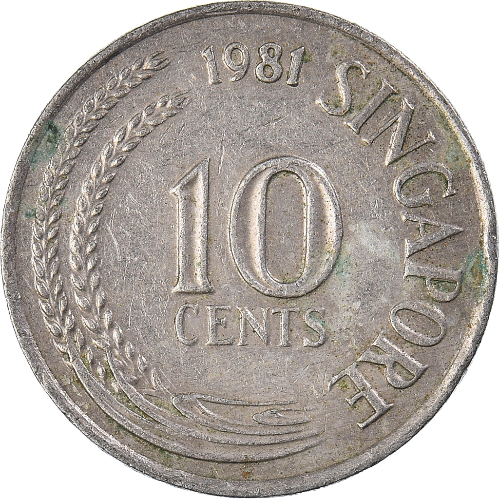 Moneda, Singapur, 10 Cents, 1981