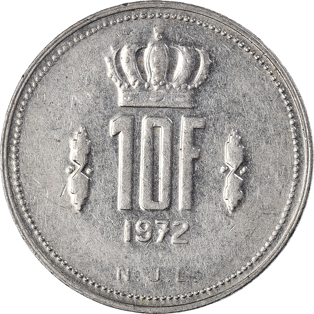 Moneda, Luxemburgo, 10 Francs, 1972