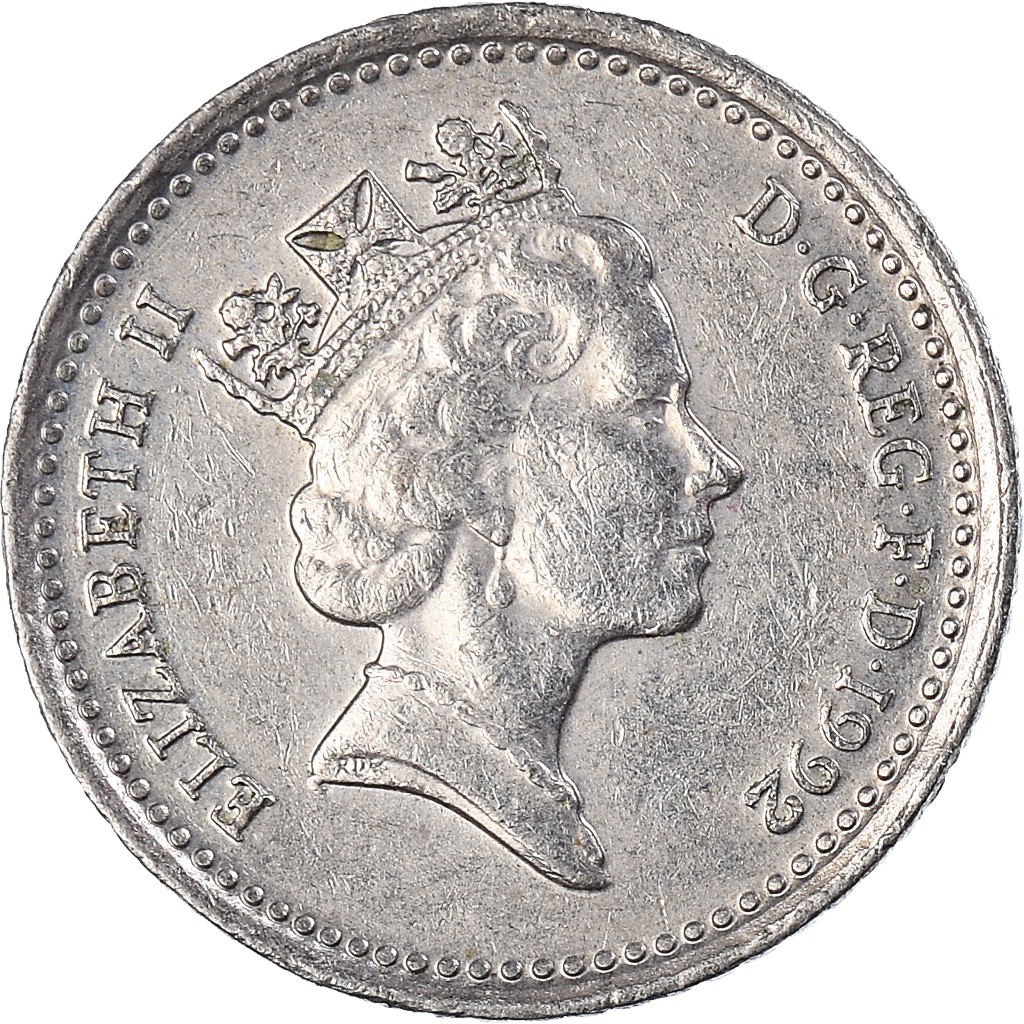 Moneda, Gran Bretaña, 5 Pence, 1992