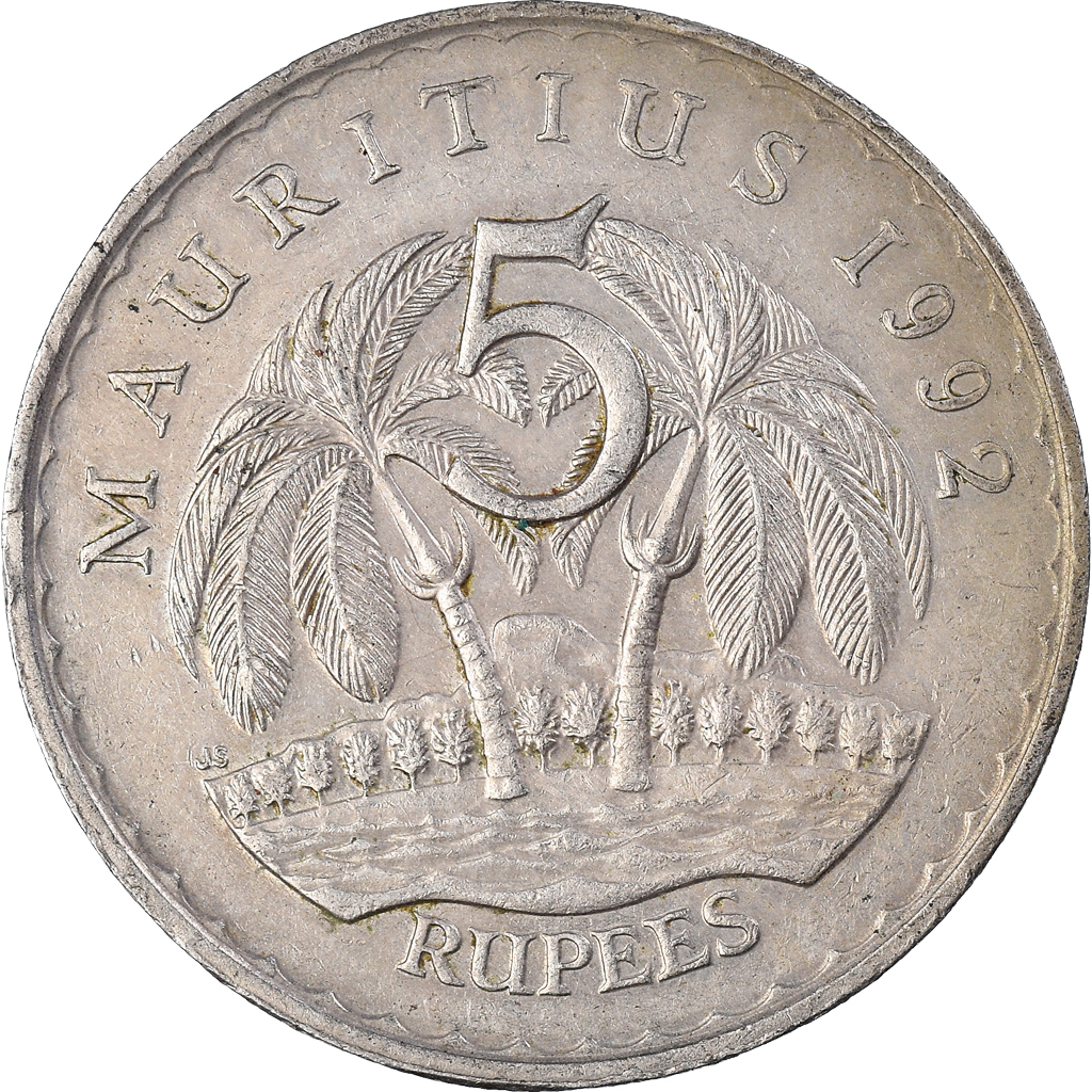 Moneda, Mauricio, 5 Rupees, 1992