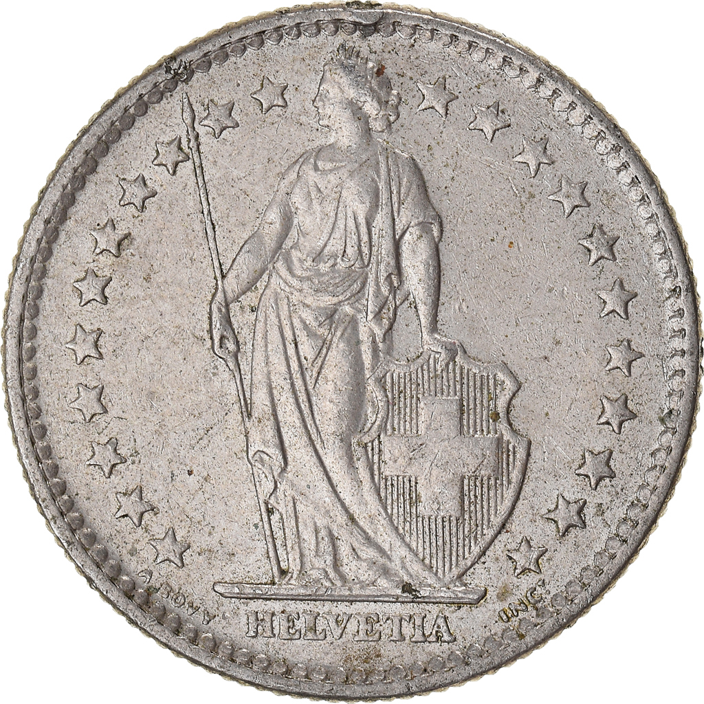 Moneda, Suiza, 2 Francs, 1977
