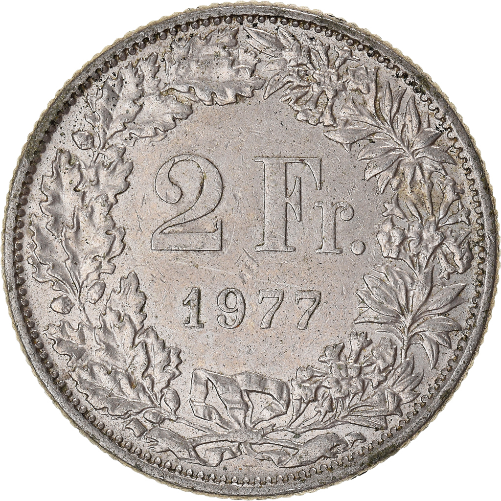 Moneda, Suiza, 2 Francs, 1977