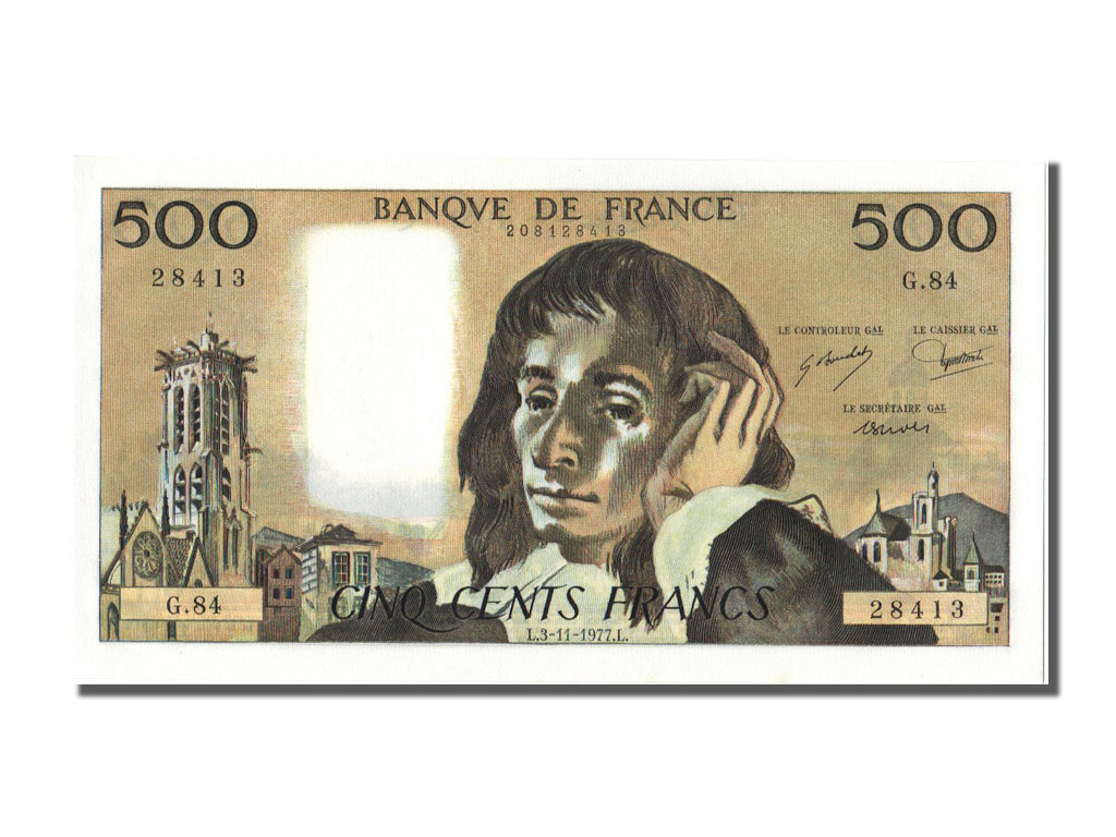 Banknote, France, 500 Francs, 500 F 1968-1993 ''Pascal'', 1977, 1977-11-03