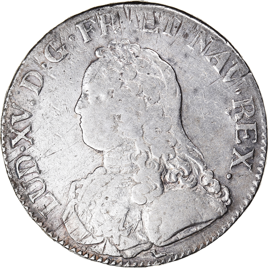 Coin, France, Louis XV, Ecu aux branches d'olivier, 1732, Bourges, Rare