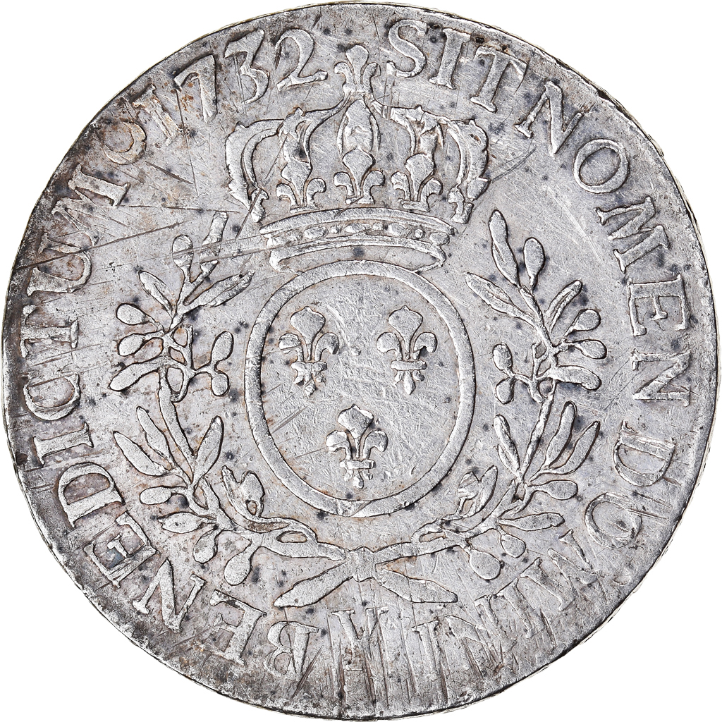 Coin, France, Louis XV, Ecu aux branches d'olivier, 1732, Bourges, Rare