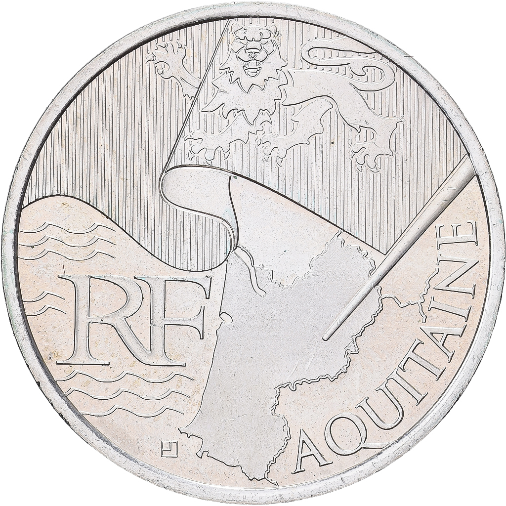 Frankreich, 10 Euro, 2010, Aquitaine, UNZ+, Silber