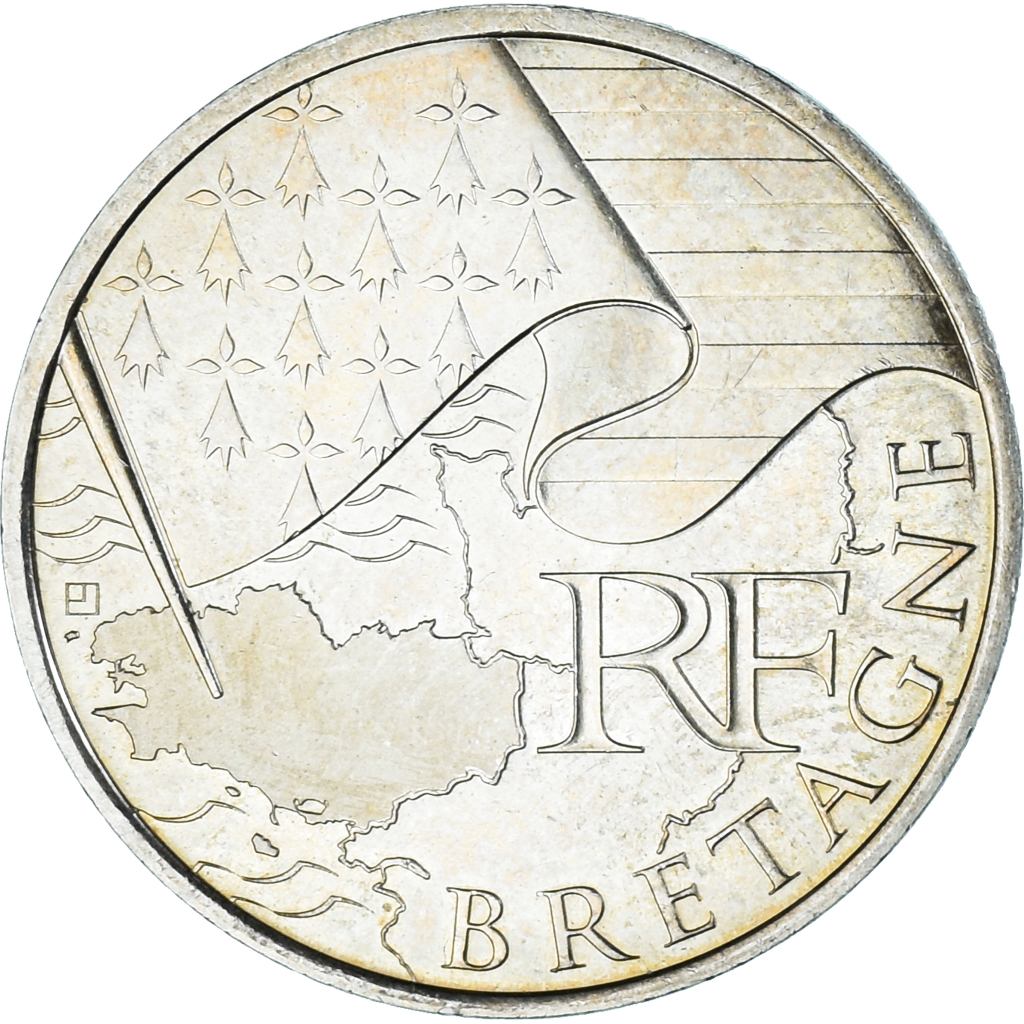France, 10 Euro, Euros des régions, 2010, Monnaie de Paris, Bretagne, MS(63)