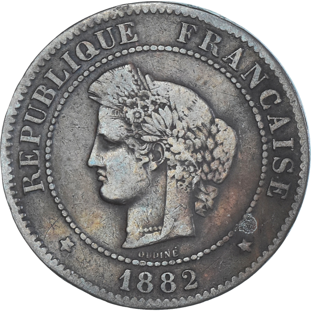 Coin, France, Cérès, 5 Centimes, 1882, Paris, VF, Bronze, KM:821.1