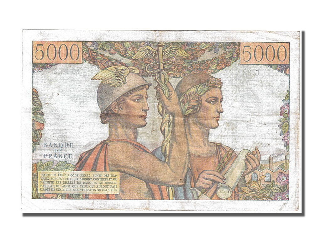Banknote, France, 5000 Francs, 5 000 F 1949-1957 ''Terre et Mer'', 1949