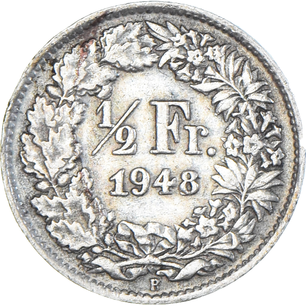 Coin, Switzerland, 1/2 Franc, 1948, Bern, , Silver, KM:23