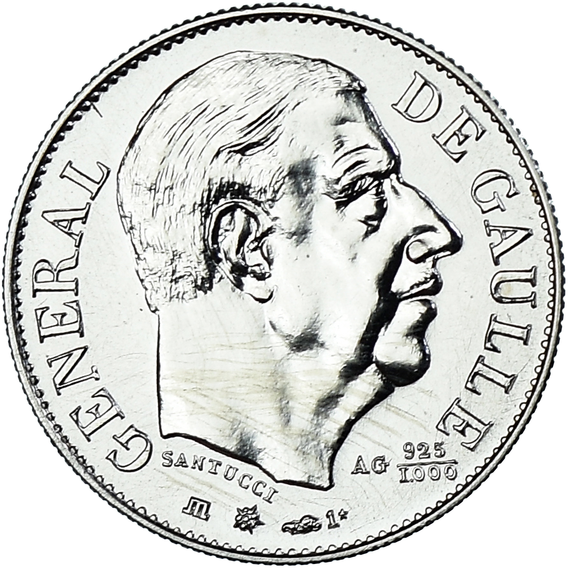 France, Medal, Charles de Gaulle, History, 1980, , Silver