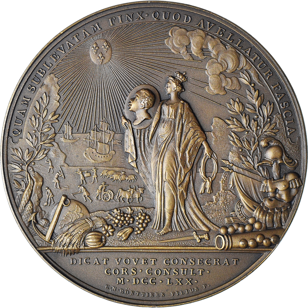 France, Medal, LOUIS XV, RATTACHEMENT DE LA CORSE À LA FRANCE, Röettiers