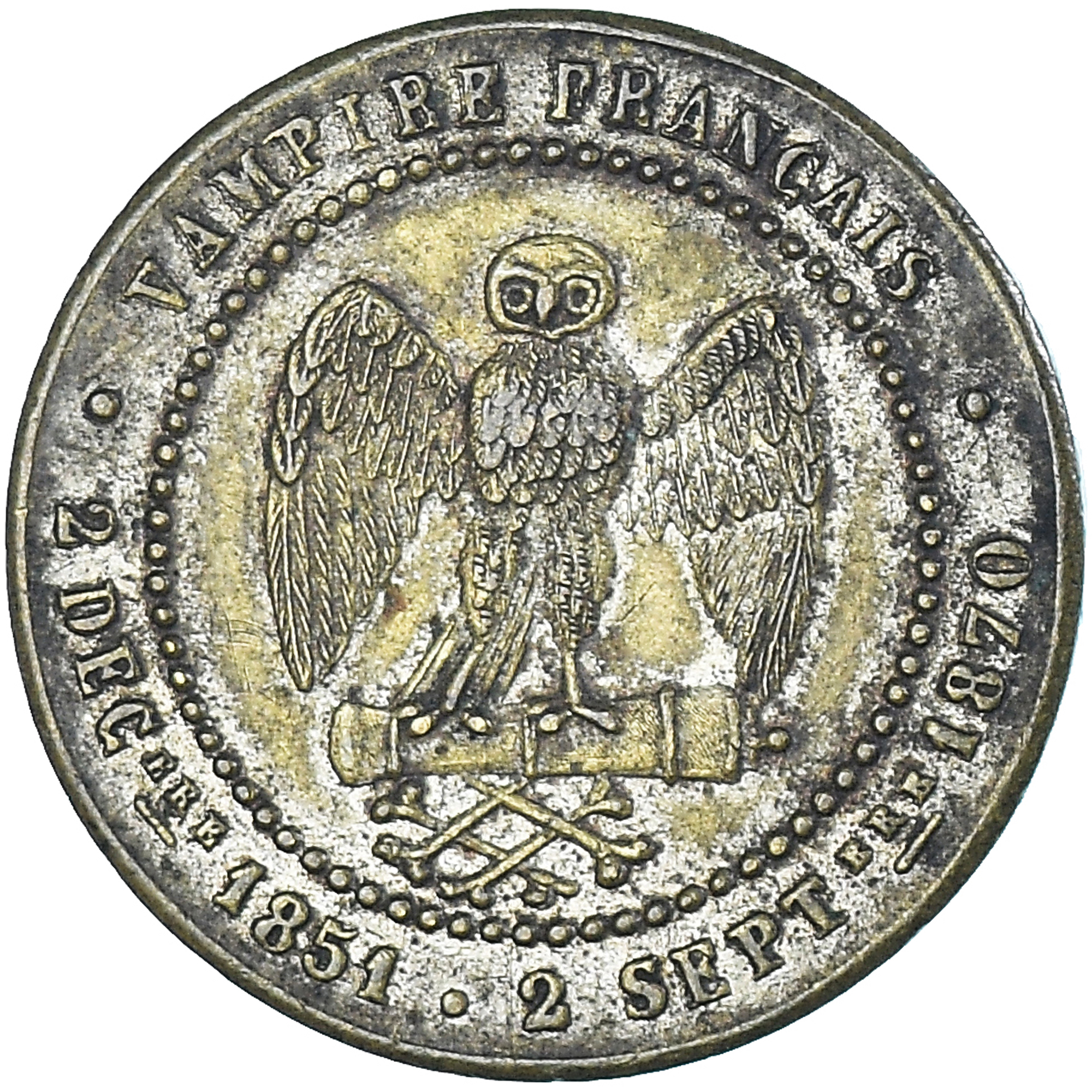 France, Token, Napoléon III, Satirique, Bataille de Sedan, Undated (1870)