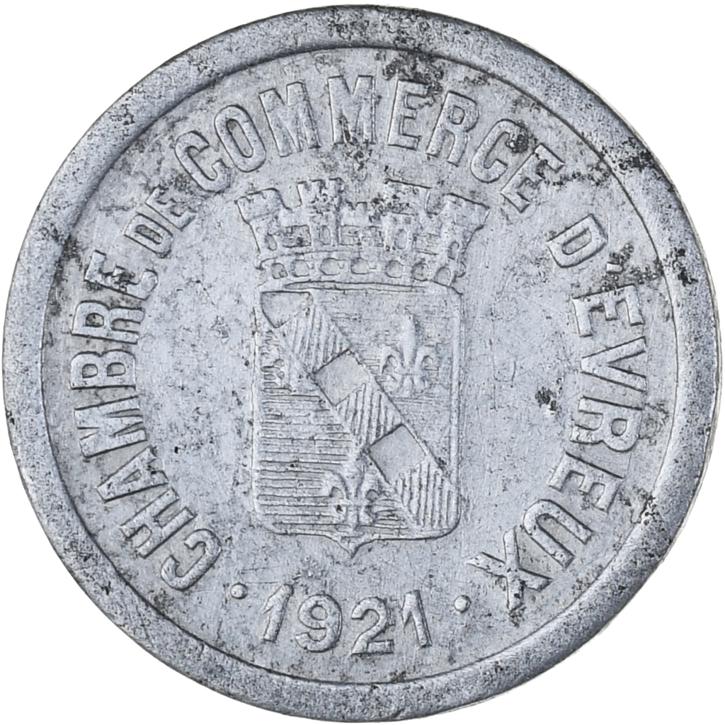 Coin, France, Chambre de commerce d'Evreux, 10 Centimes, 1921, EF