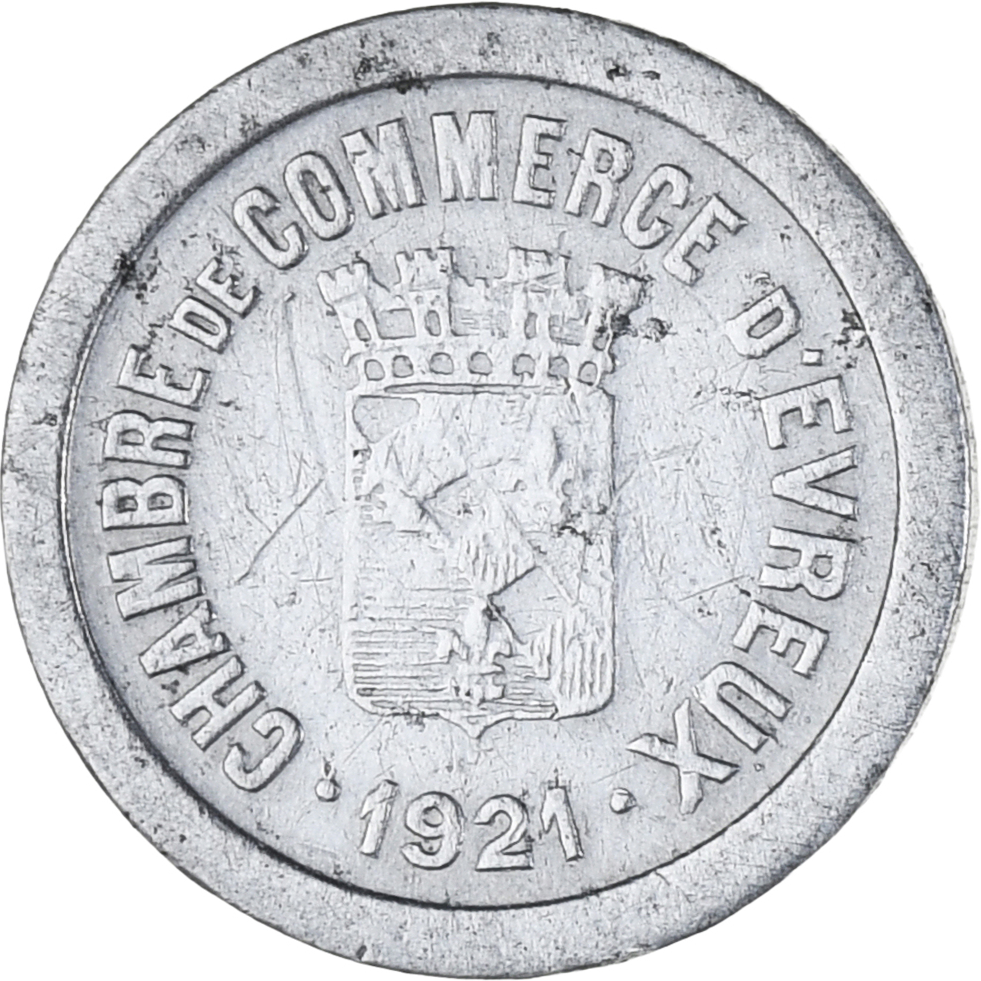 Coin, France, Chambre de commerce d'Evreux, 5 Centimes, 1921, 