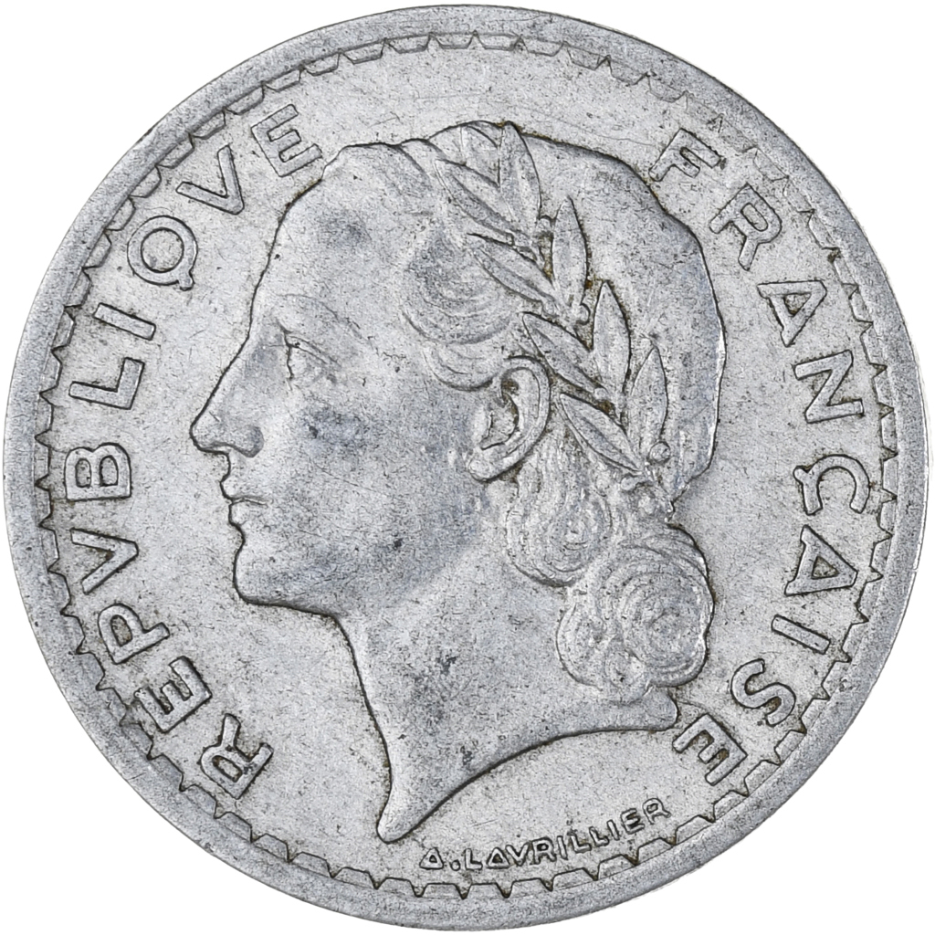 Coin, France, Lavrillier, 5 Francs, 1945, Paris, , Aluminum, KM:888b.1