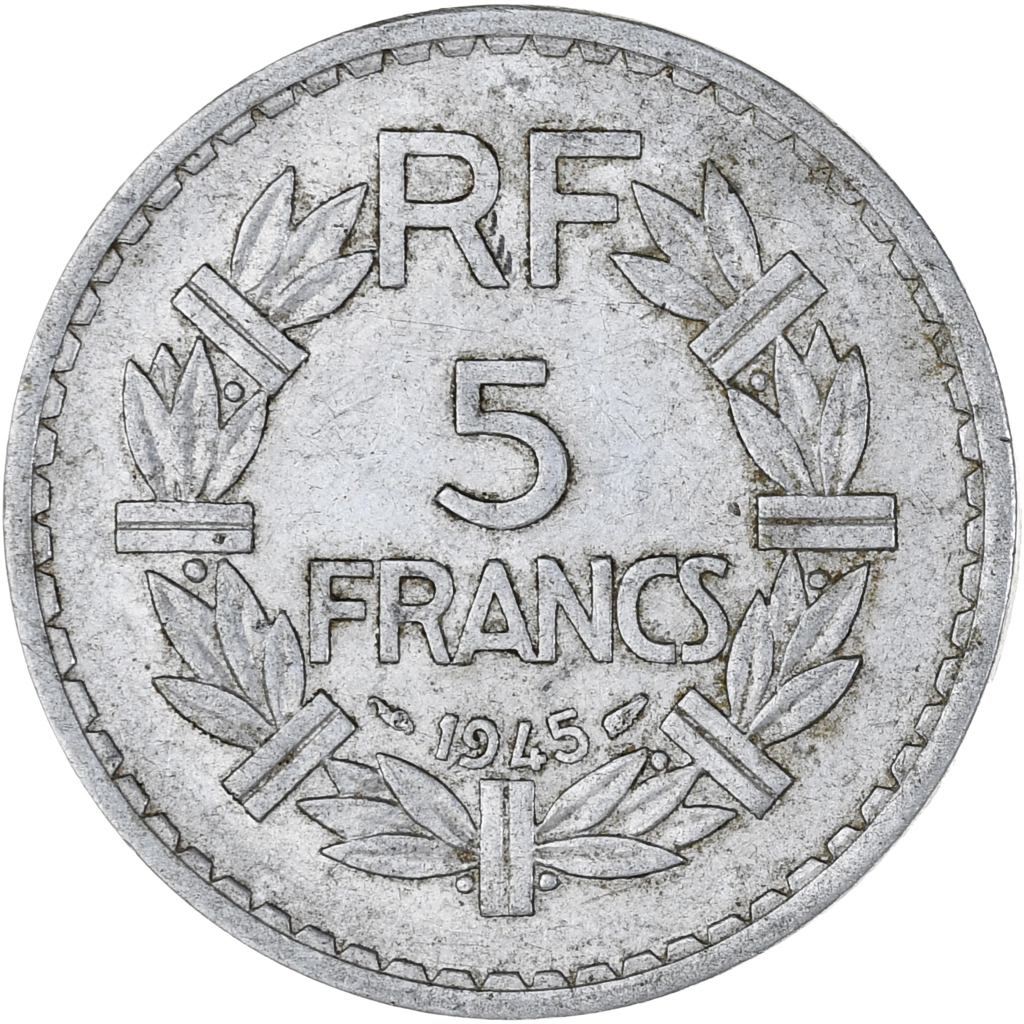 Coin, France, Lavrillier, 5 Francs, 1945, Paris, , Aluminum, KM:888b.1