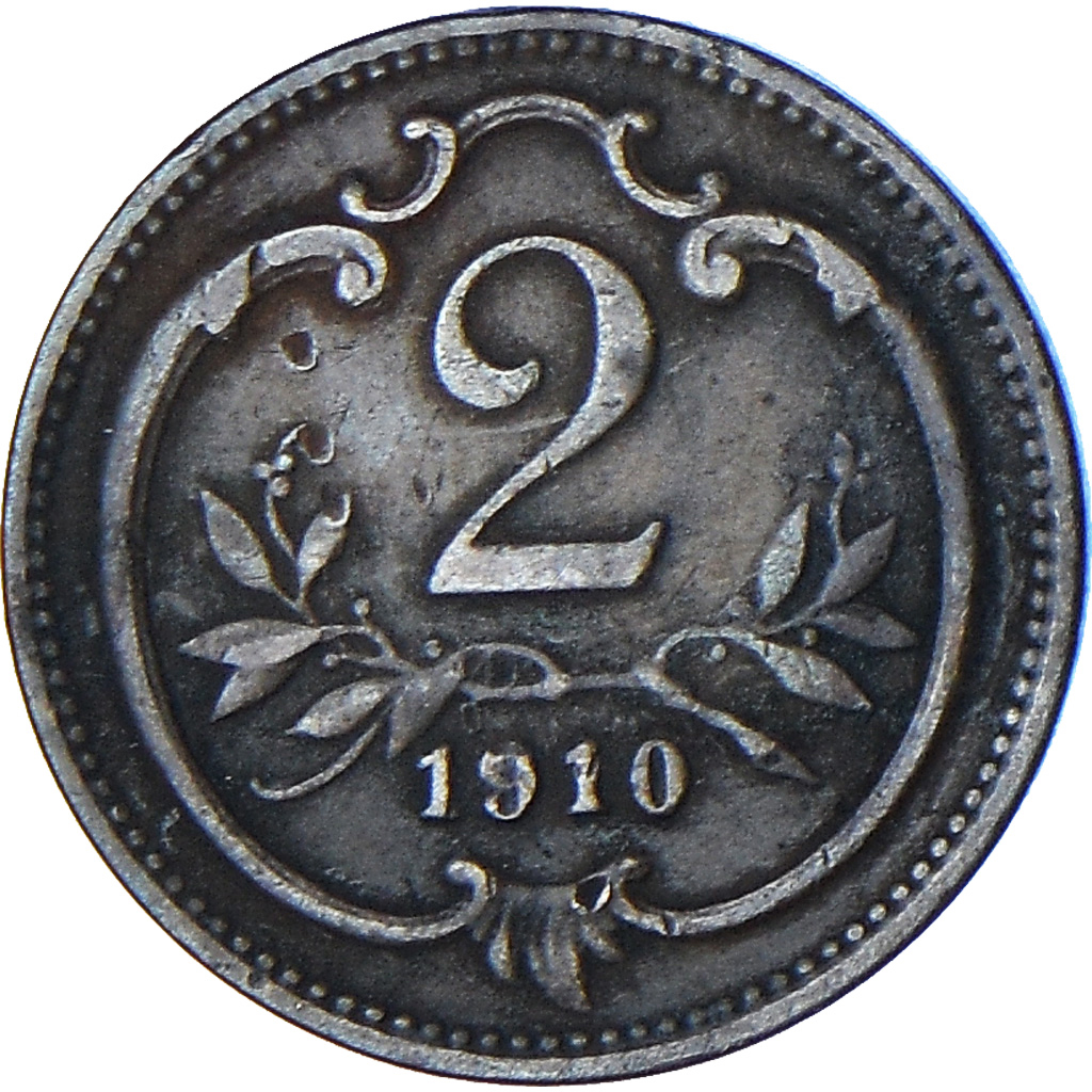 Coin, Austria, Franz Joseph I, 2 Heller, 1910, , Bronze, KM:2801