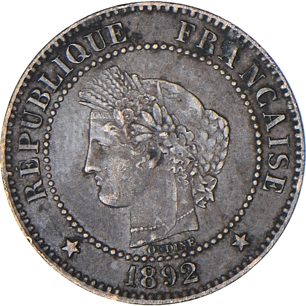 Coin, France, Cérès, 2 Centimes, 1892, Paris, EF, Bronze, KM:827.1