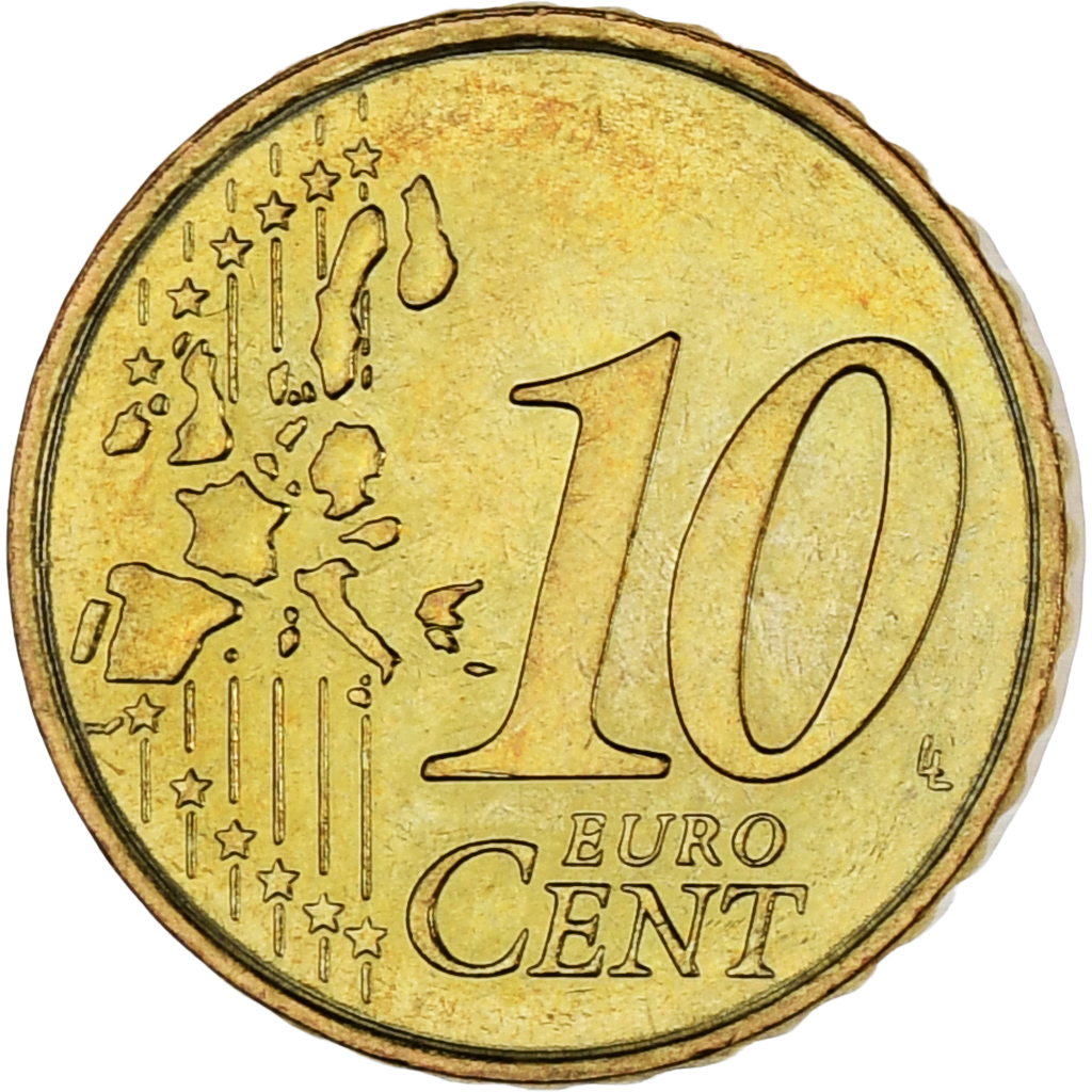 Monaco, Rainier III, 10 Euro Cent, 2001, Paris, UNZ, Messing, Gadoury:MC175