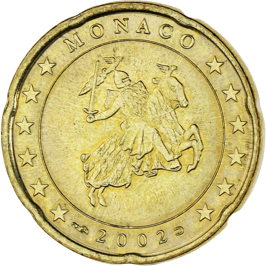 Monaco, Rainier III, 20 Euro Cent, 2002, Paris, , Brass, Gadoury:MC176